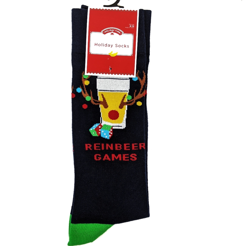 😺 Holiday Time Novelty Reinbeer Games Crew Sock